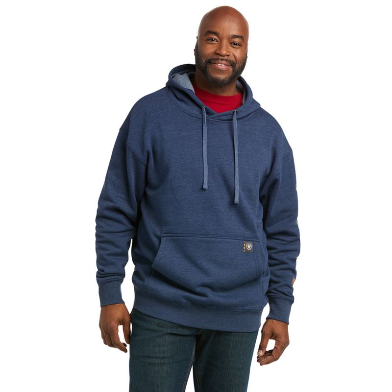 Ariat Men's Rebar Graphic Hoodie - Navy Heather/Lime-1